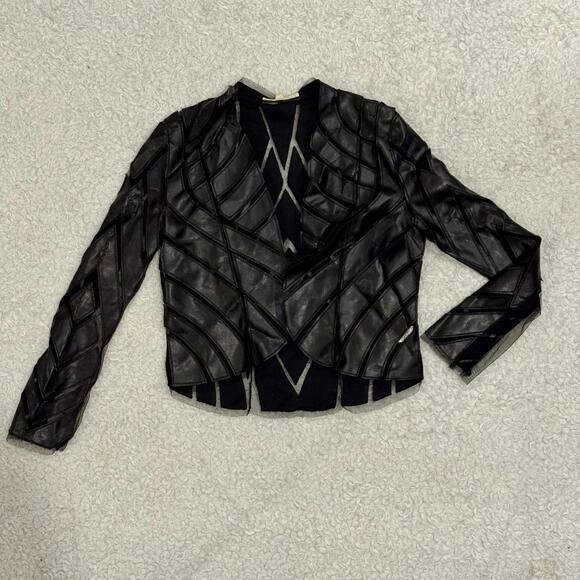 Hot & Delicious Other - Women’s Hot & Delicious Black Geometric Faux Leather & Mesh Jacket (size S)